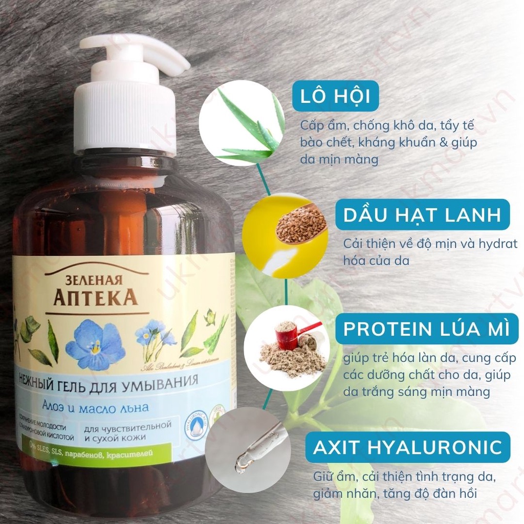 Gel Rửa Mặt Green Pharmacy Thảo Mộc Lành Tính Giúp Làm Sạch Nhẹ Dịu An Toàn Cho Da Nhạy Cảm