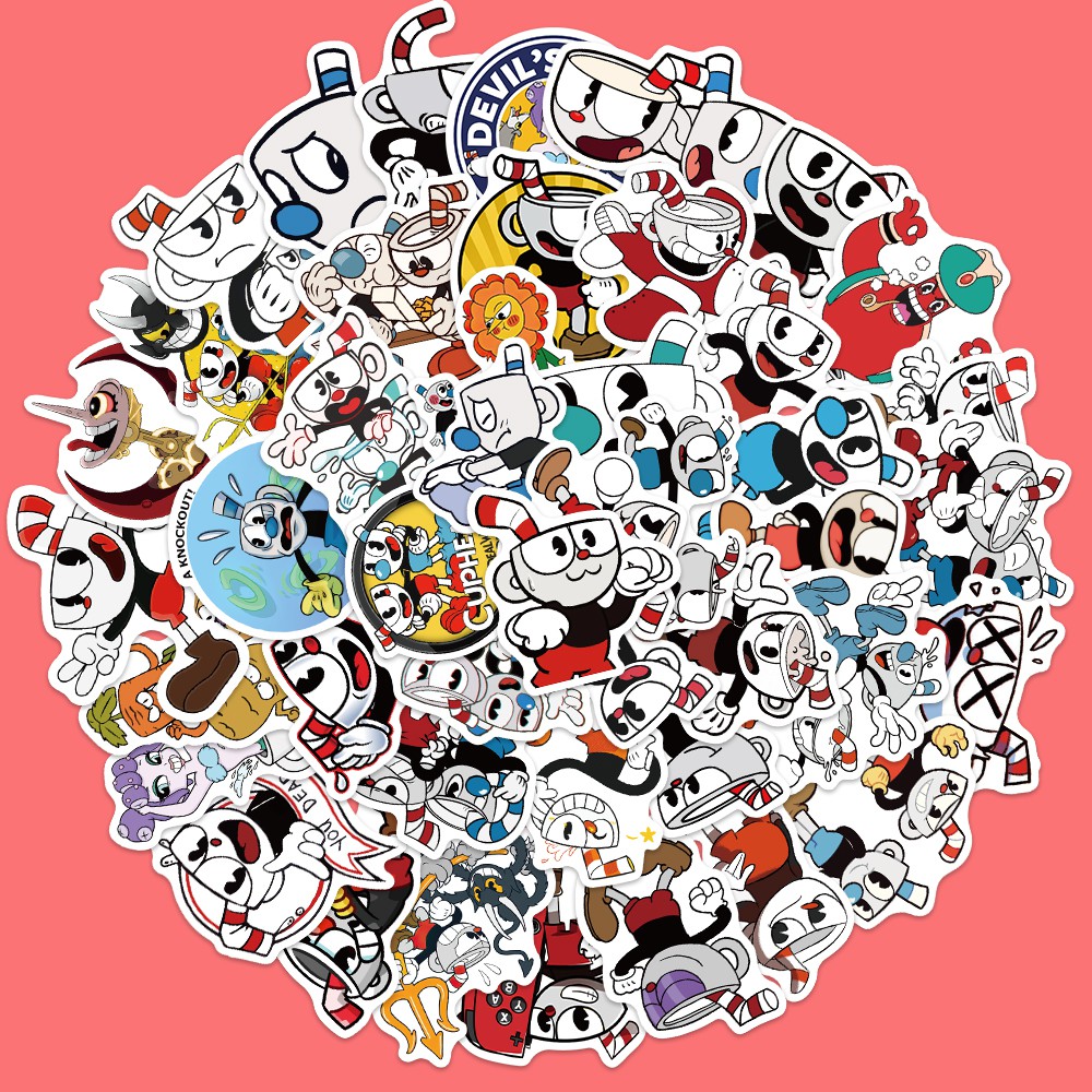 Set miếng dán trang trí hình nhân vật game Cuphead độc đáo