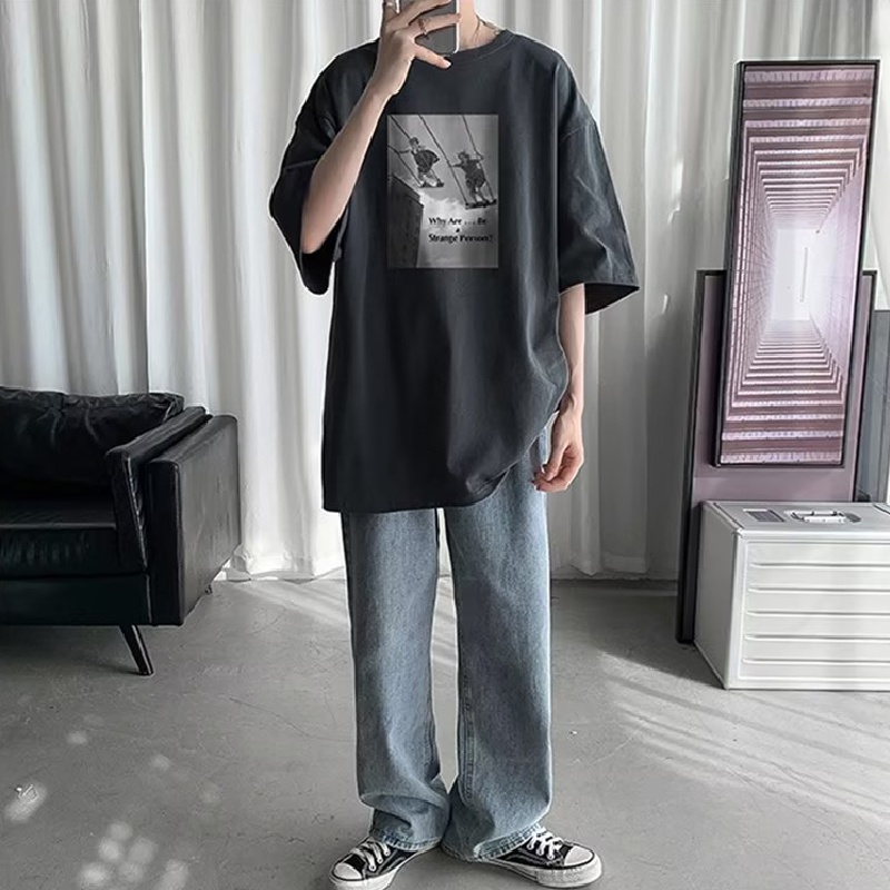 Áo Thun Tay Ngắn Dáng Rộng In Họa Tiết Hoạt Hình Phong Cách Hip Hop Thời Trang Mùa Hè Cho Nam Và Nữ size M-8XL