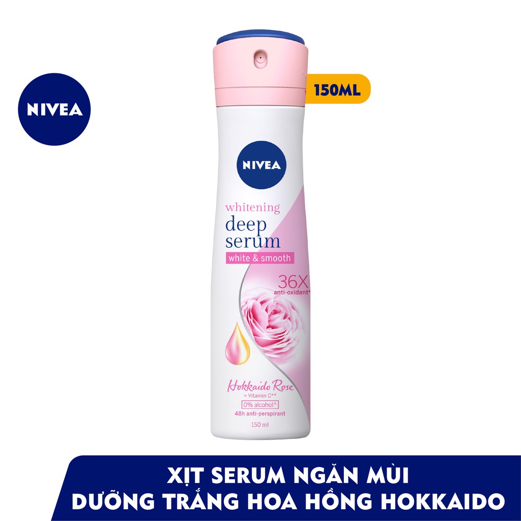 Xịt ngăn mùi Nivea serum trắng mịn hương hoa hồng Hokkaido (150ml) - 85304 | WebRaoVat - webraovat.net.vn