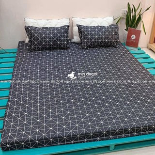 Ga Trải Giường - Kẻ Đen 💝 FREESHIP 💝 Drap Giường Cotton 3D Mềm Mịn, Không Bai Xù, Chống Nhăn - Ảnh Tự Chụp 100%