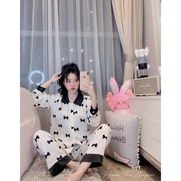 Pijama họa tiết Dior, ZicZac lụa mango.Ảnh shop chụp thật ở cuối trang.