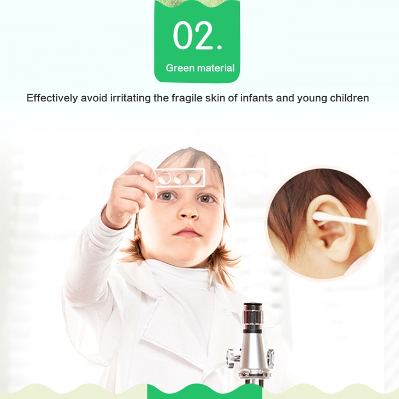 Hộp 180 Tăm Bông Cotton Hai Đầu Với Tay Cầm Giấy Cho Người Lớn Và Trẻ Em