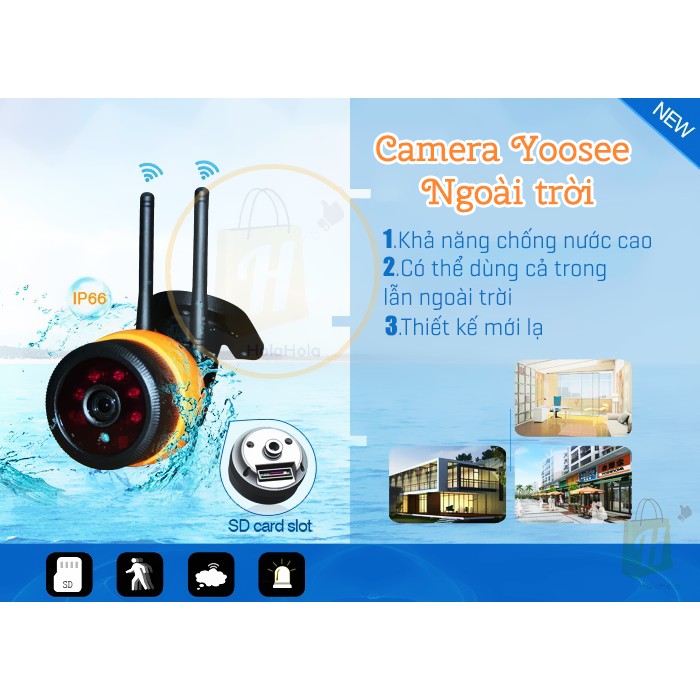 Camera IP WIFI dùng app Yoosee ngoài trời X5100 có  hồng ngoại kèm thẻ nhớ MicroSD 32gb chuyên dụng  MÀU NGẪU NHIÊN