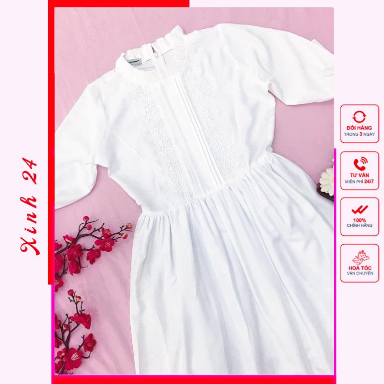 Đầm váy babydoll trắng tay nơ (kèm hình thật) | BigBuy360 - bigbuy360.vn