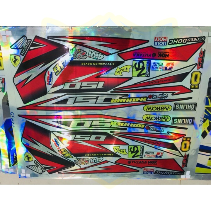 ( Quí khách vui lòng mang ra tiệm cho thợ dán ) Tem winner 150 đỏ đen Crom titan 7 màu