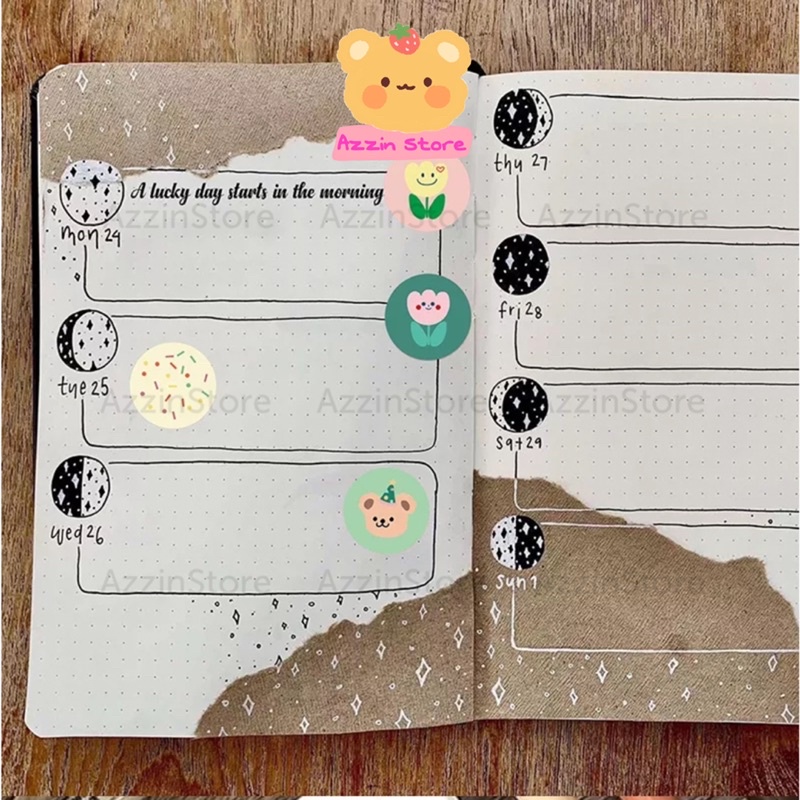 Cuộn 500 Tem Nhãn Dán Gấu Hoạt Hình Màu Pastel Sticker Cám Ơn Decal 2.5cm Thank You ND117 ND118 ND119 ND120 Azzin Store