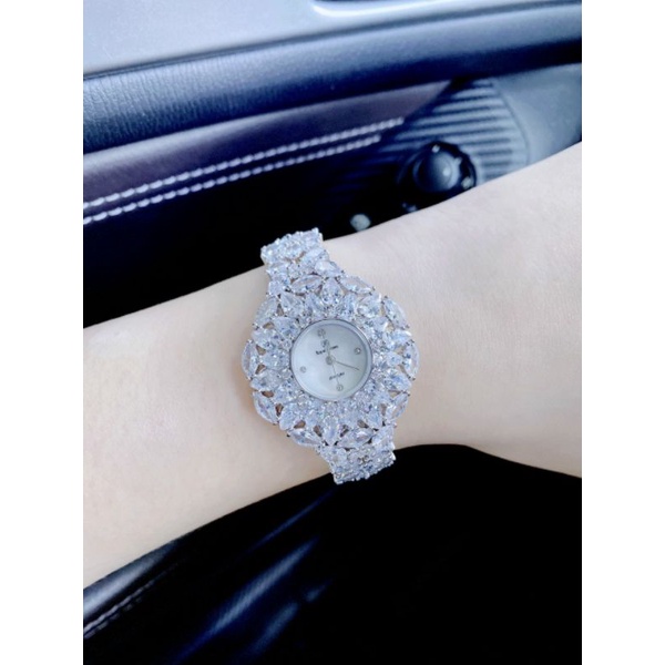 Đồng hồ đeo tay nữ, đồng hồ nữ Royal Crown nạm kim cương nhân tạo siêu cấp, sáng lấp lánh, full box sang chảnh cho nữ