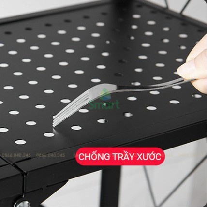 Kệ đa năng gấp gọn có bánh xe 3 tầng, 4 tầng, 5 tầng để cây cảnh, lò vi sóng, lò nướng, sách vở