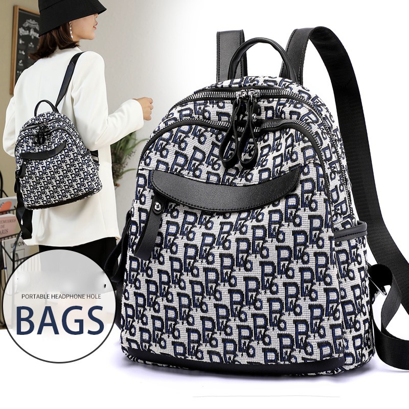 Ba Lô Nữ Thời Trang Cỡ Lớn In Chữ Phong Cách Retro