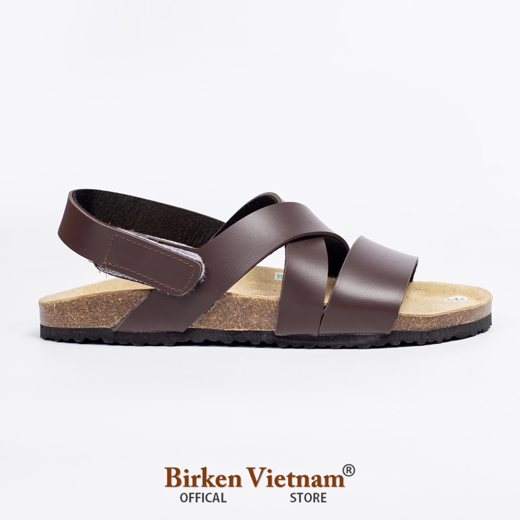 MÃ PU21 Sandal DA PU Đế Trấu Quai Ngang Khóa Dán Unisex Birken Vietnam Bioline