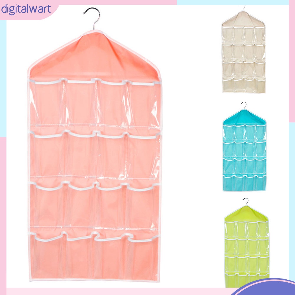 Túi Treo Trong Suốt 16 Ngăn Đựng Đồ Lót / Vớ Chống Bụi Bẩn Tiện Dụng