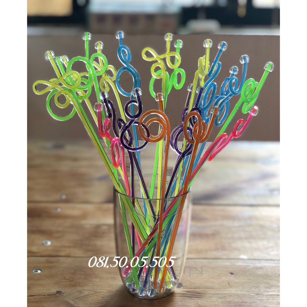 Que khuấy sinh tố dài 29cm 2 lớp dày xịn Que khuấy 2 lòng Acrylic / que khuấy coctail / que trang trí