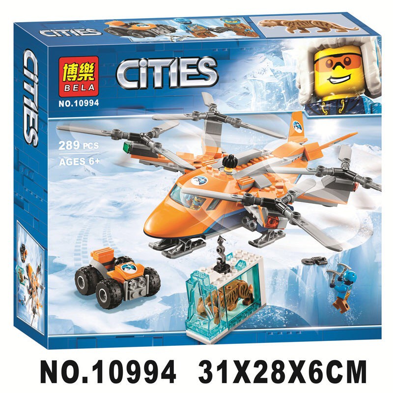 Đồ chơi lắp ráp Non Lego Bela City 10994 Trực thăng máy bay thám hiểm Bắc Cực Xếp hình báo răng nanh băng tuyết và xe