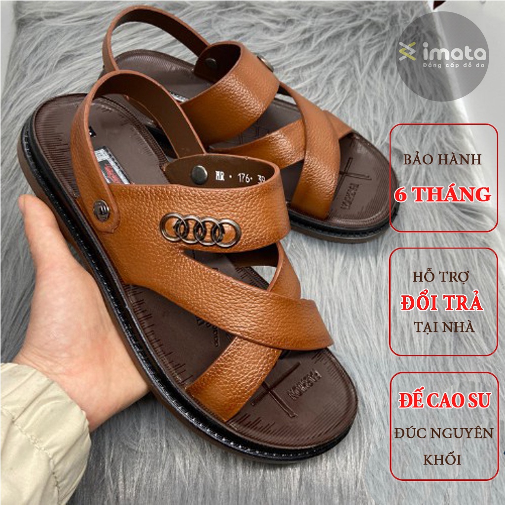 Sandal da bò, dép da bò thật 100% đế cao cấp đi êm chân d03 imata [ bảo hành 6 tháng ]