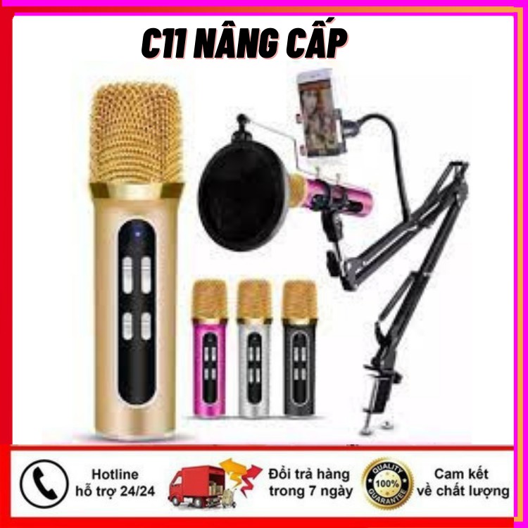 ⚡Micro C11 Bản Nâng Cấp ⚡ Bắt Xa 2m-Livestream-Thu Âm-Bán Hàng-karaok Full Phụ Kiện Bảo Hành 6 Tháng