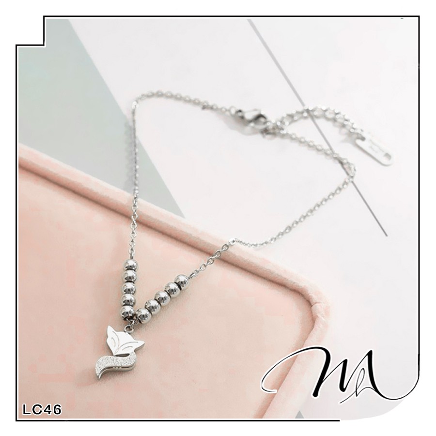 Lắc chân nữ Titan không gỉ hồ ly phun cát phối bi xinh xắn - Măng's House LC46