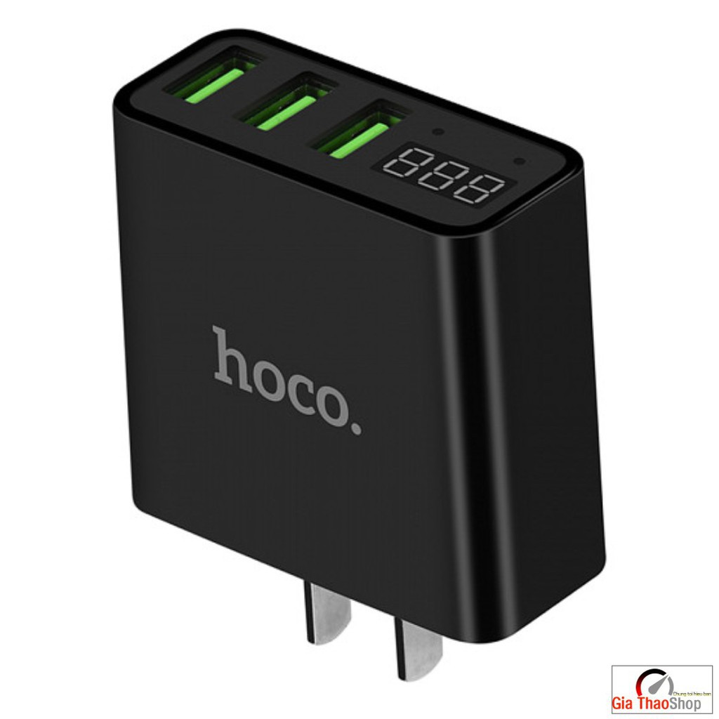 Củ sạc HOCO C15 có màn hình LCD và 3 cổng USB - Hỗ trợ sạc nhanh