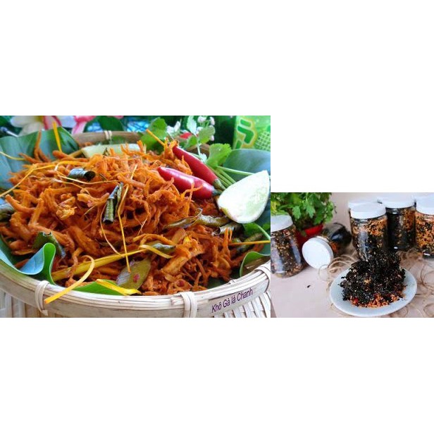 1 KG KHÔ GÀ LÁ CHANH KẺM HỦ RONG BIỂN CHÁY TỎI