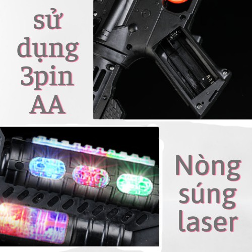 Đồ chơi súng Laser phát sáng phát nhạc kèm rung cho trẻ em (hàng cao cấp loại 1)