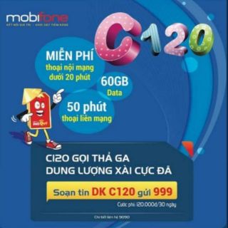 SIM 4G MOBI C120 GÓI CƯỚC MỚI 2020 THAY THẾ C90 CŨ