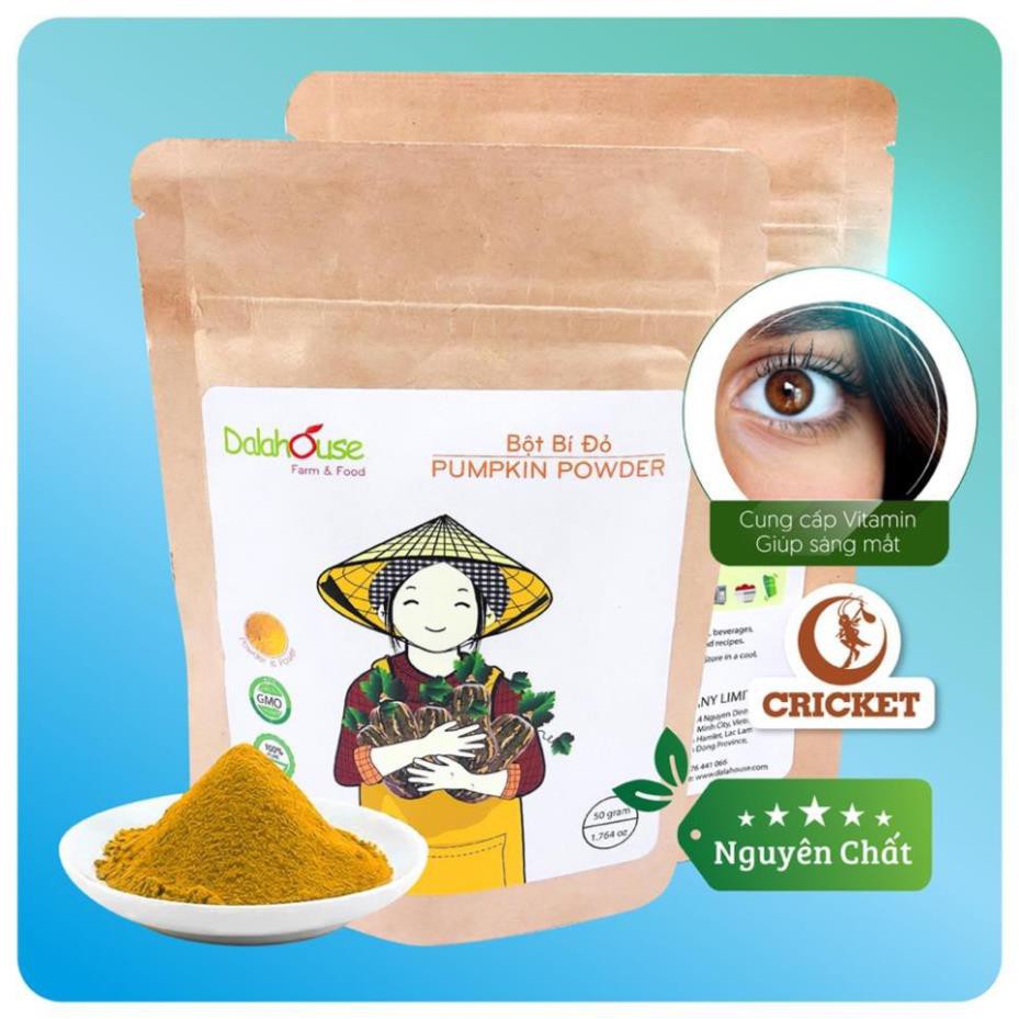 Bột Bí Đỏ Nguyên Chất Dalahouse 50gr - Đơn hàng từ 150k được tặng 1 Tai Nấm Linh Chi Đỏ loại 1