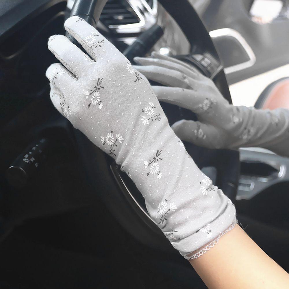 Găng Tay Cotton Năm Ngón Chống Nắng Chạm Màn Hình Cảm Ứng Dành Cho Nữ