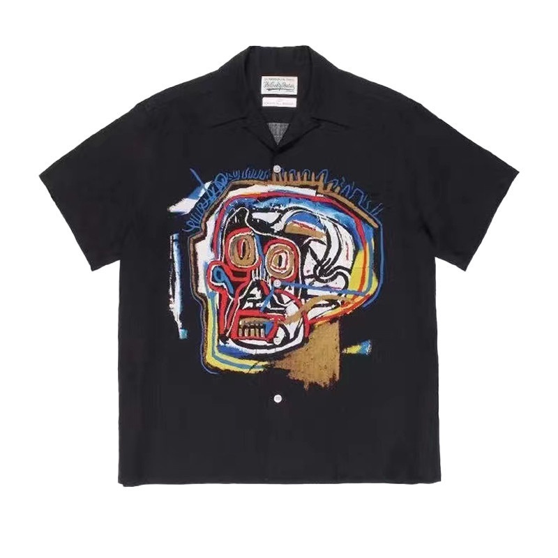 Bán Chạy Nhất Áo Sơ Mi Unisex Tay Ngắn In Hình Đầu Lâu Graffiti Plus Size WAC &amp; ARIA Cho Nam Và Nữ