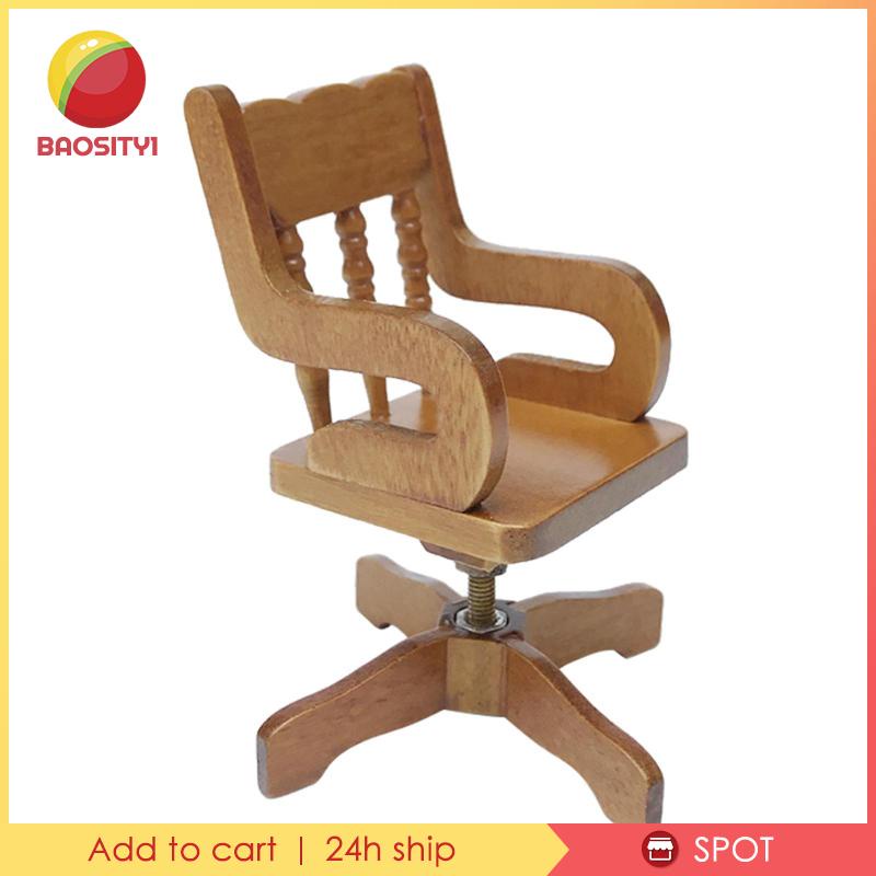 [Baosity 1] Mô Hình Ghế Bành Mini Bằng Gỗ Tỉ Lệ 1 / 12 Trang Trí Phòng Khách Búp Bê