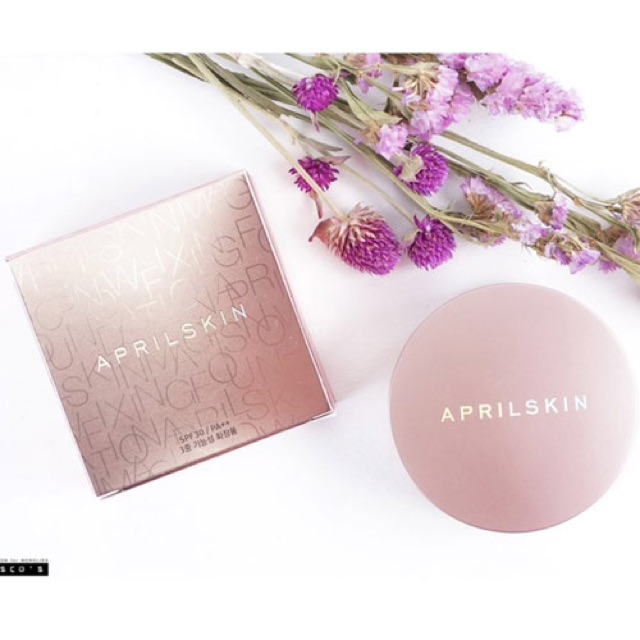 Phấn nước April Skin Magic Snow Cushion Pink SPF50++ PA++(auth)