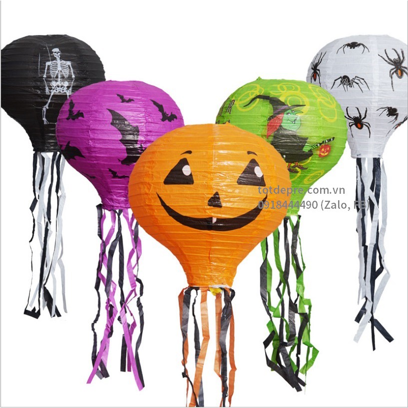 Đèn lồng halloween giấy nến kiểu tua rua đường kính 30cm , 40cm