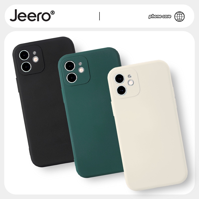 Ốp lưng JEERO nam mềm chống bẩn viền vuông đen cho iPhone 14 13 12 11 Pro Max SE 2020 X XR XS 8 7 6S 6 Plus HFF6