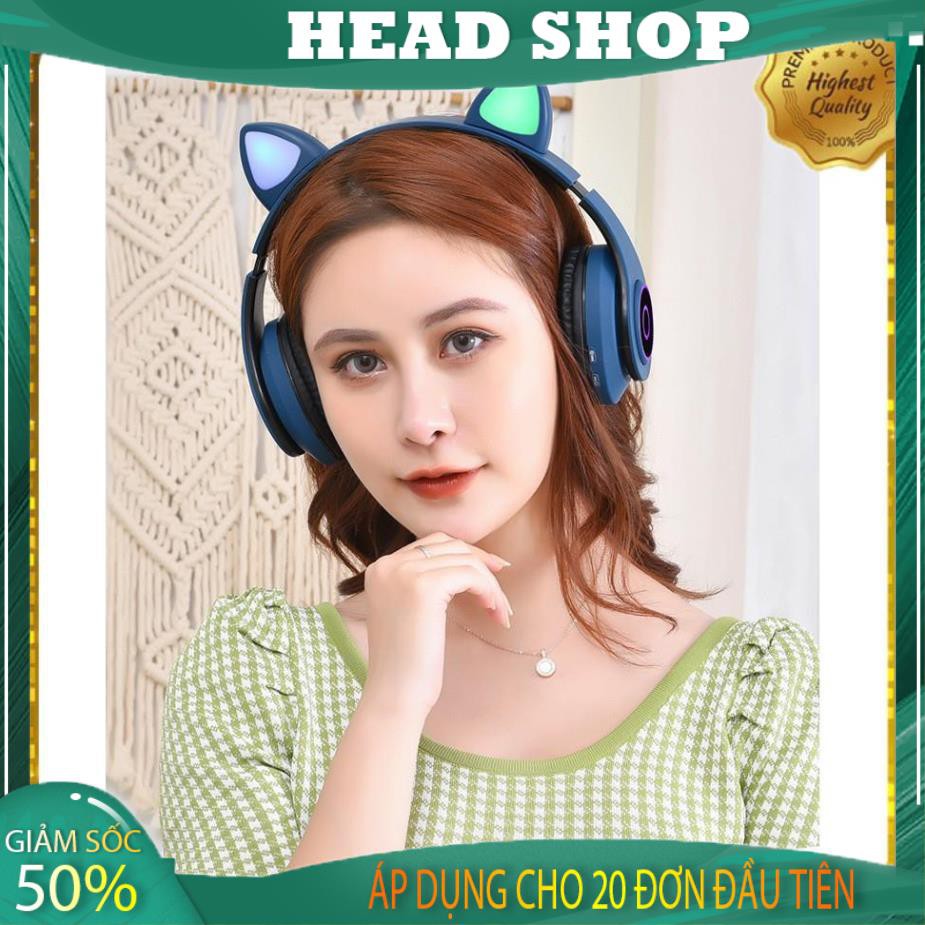 Tai Nghe Mèo Bluetooth Không dây B39 có Đèn Led gập gọn tặng kèm dây âm thanh kết nối máy tính HEADSHOP