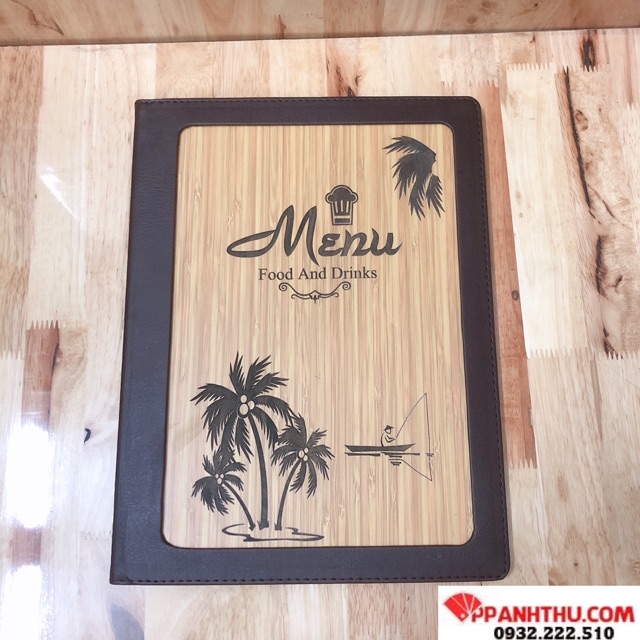 CUỐN MENU - QUYỂN MENU - BÌA MENU DA GỖ 10-20 LÁ 2332 A4 (KT 23x32cm)