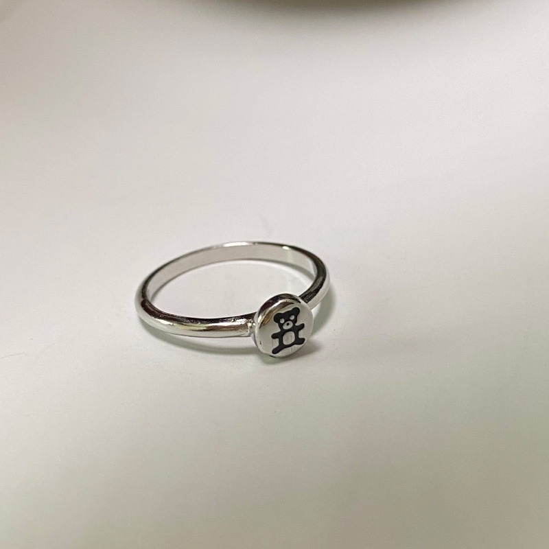 Nhẫn In Hình Gấu 191159Nhẫn Đeo Tay Phong Cách Harajuku Hàn Quốc Độc Đáo