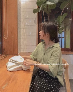 Áo sơ mi thô rộng cộc tay
