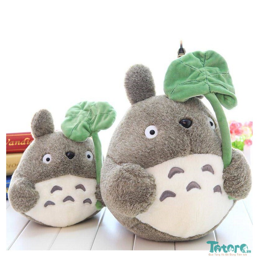 Thú bông gấu bông Totoro lông mịn tròn cầm lá Siêu mập ú