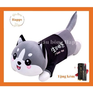Gối Ôm Hình Thú Mèo Husky - Gấu Bông Mèo Mắt Tròn Siêu To Khổng Lồ Đáng Yêu, chất liệu vài nhung Hàn Quốc cao cấp