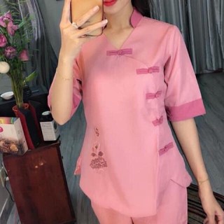 đồ lam đi chùa(mẫu 5 nút)
