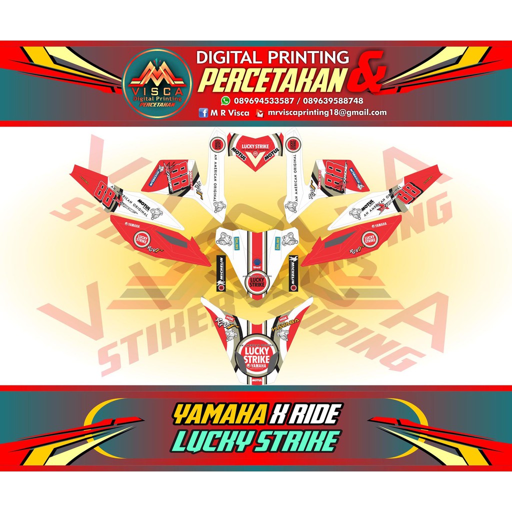 Miếng Dán Trang Trí Xe Mô Tô Yamaha X Ride Lucky Strike