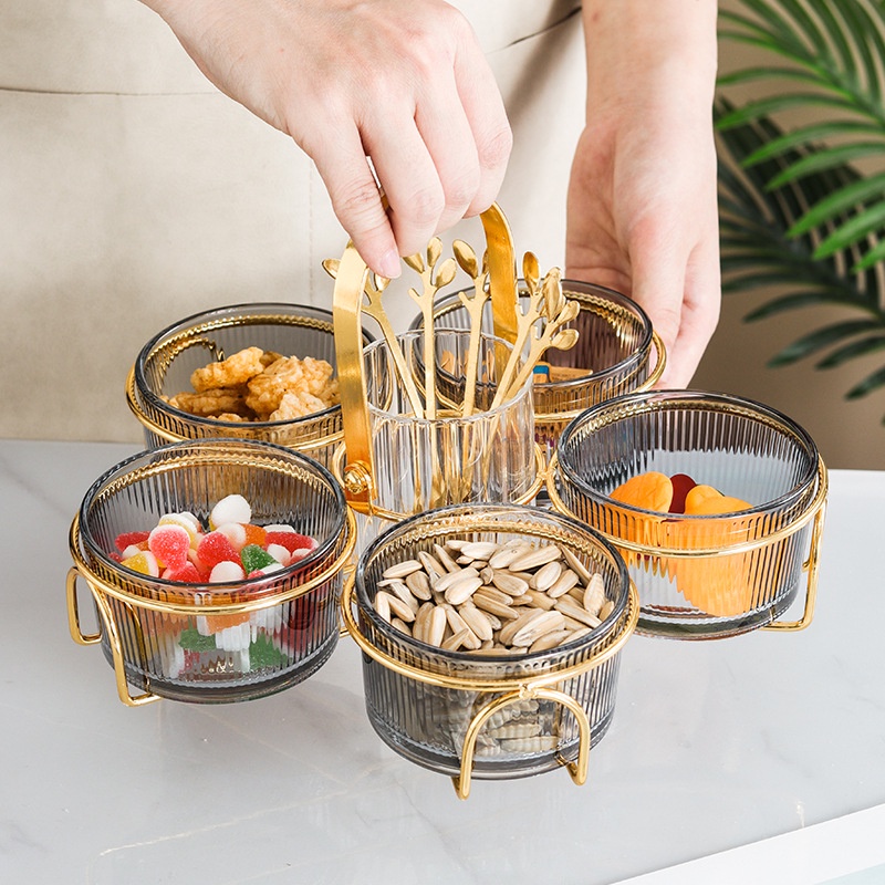 Đĩa Đựng Trái Cây Khô/Bánh Kẹo Có Nắp Đậy Sáng Tạo Sang Trọng