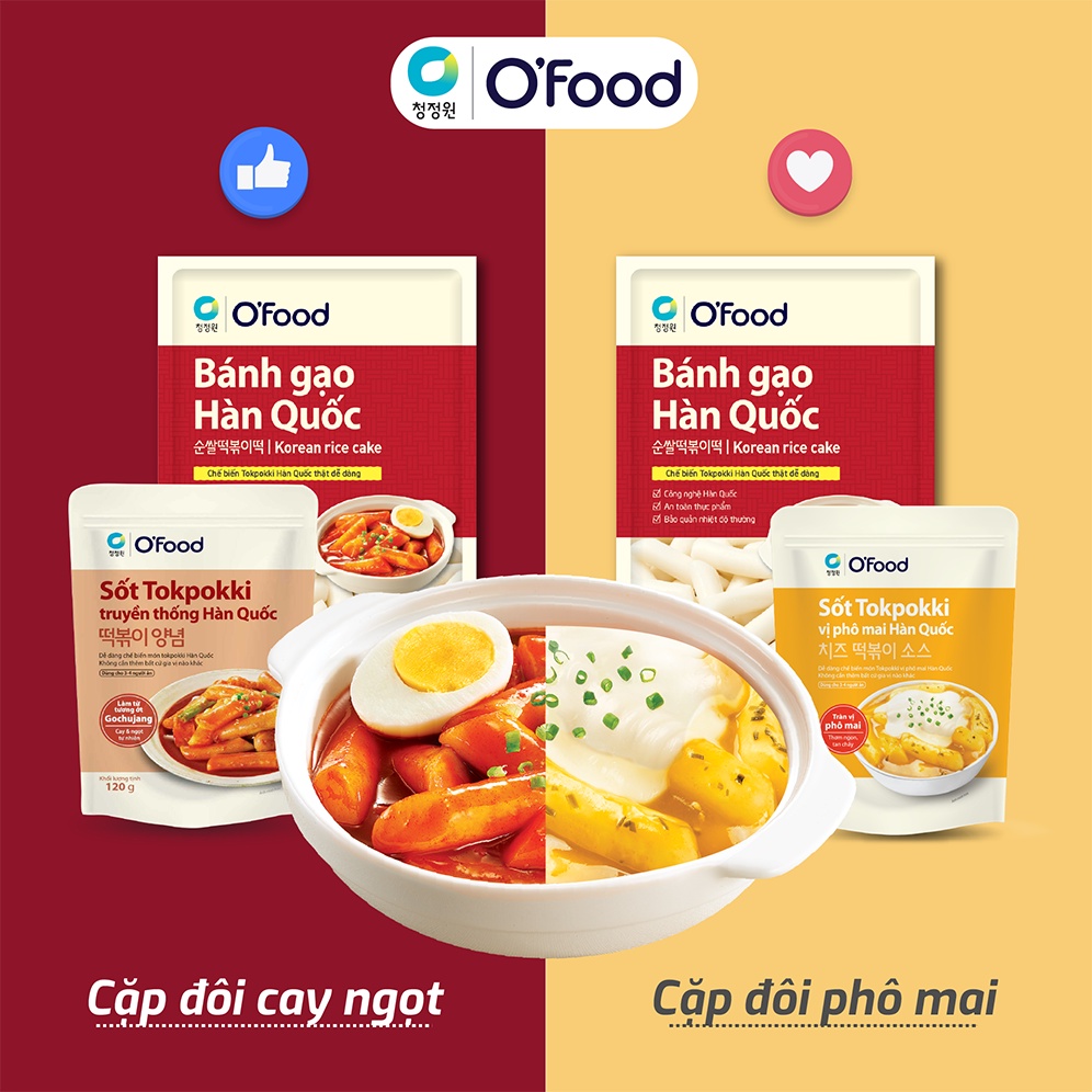 Bánh Gạo Tokpokki Hàn Quốc Vị Truyền Thống Kèm Sốt Nấu O'Food Gói 140G