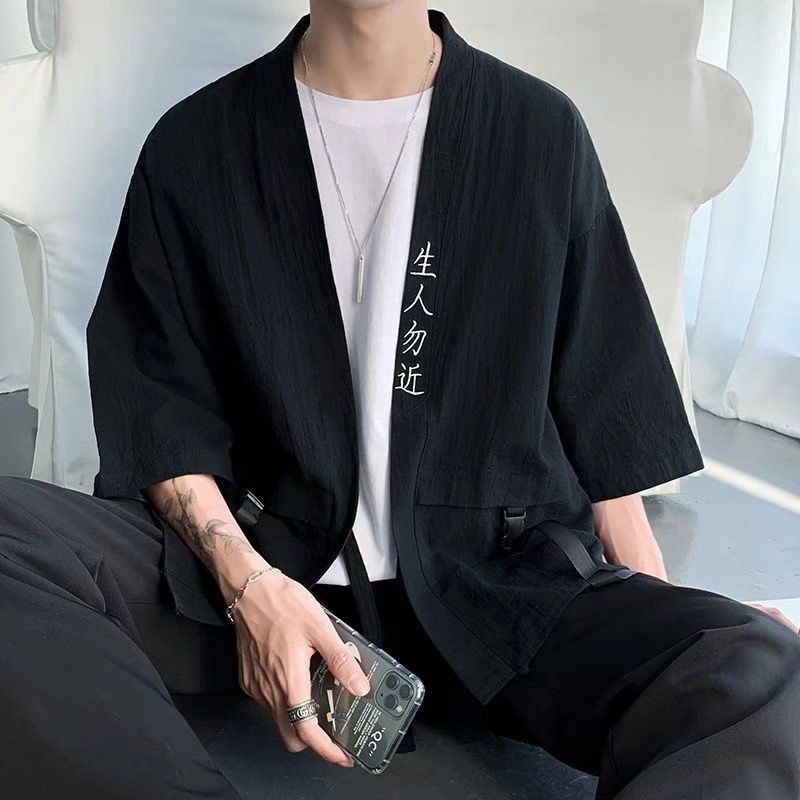 Áo Khoác Kimono Tay Lửng Dáng Rộng Thời Trang Mùa Hè Dành Cho Nam