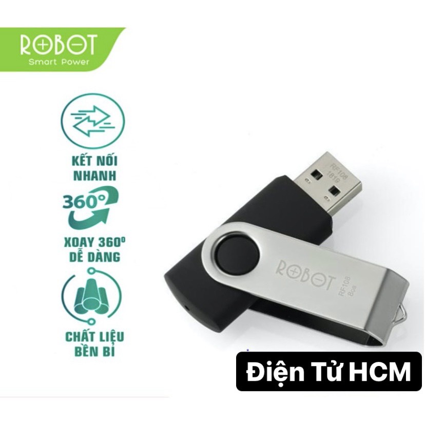 Thiết Bị Lưu Trữ USB 8GB/16GB ROBOT RF108/RF116 2.0 Tốc Độ Ghi Hơn 6M/S – Tốc Độ Đọc Hơn 10M/S - BẢO HÀNH 12 THÁNG