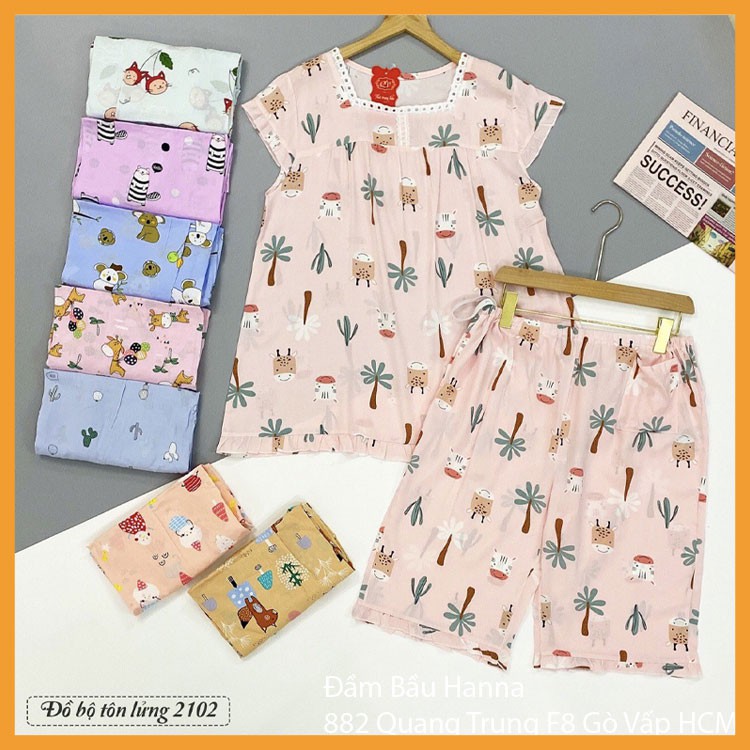 [SIZE 40-70KG] Đồ bộ lửng bầu mặc ở nhà vải tôn 2 da mềm mát bền hơn ít nhăn hơn tôn thường có lưng thun điều chỉnh bụng