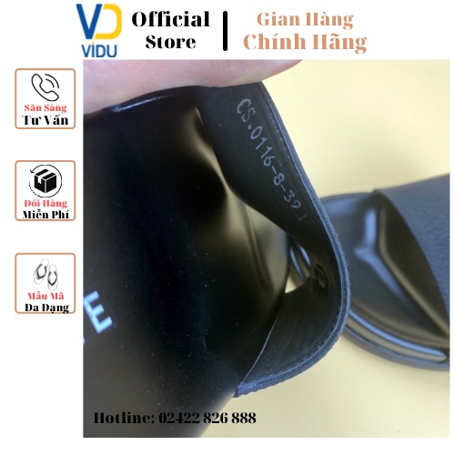 Dép nam thời trang LACOSTE ViDu 21121 màu đen đính kèm logo cắt laser sắc nét sang trọng