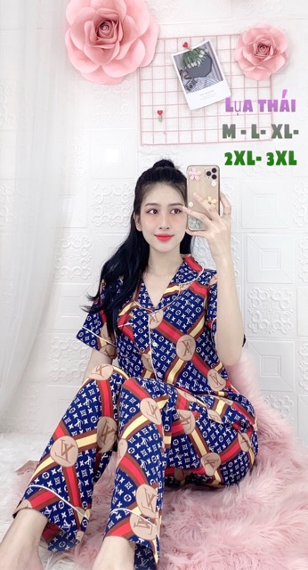 🍃CÓ BIGSIZE ĐỒ BỘ PIJAMA LỤA THÁI HOẠ TIẾT QUẦN DÀI TAY NGẮN 🍃 | BigBuy360 - bigbuy360.vn
