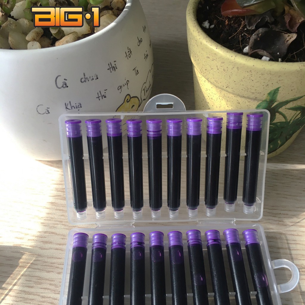 Hộp mực 20 ống mực bút máy siêu sạch không bị dây bẩn mực dùng cho các loại bút máy, bút mực, viết máy siêu trơn