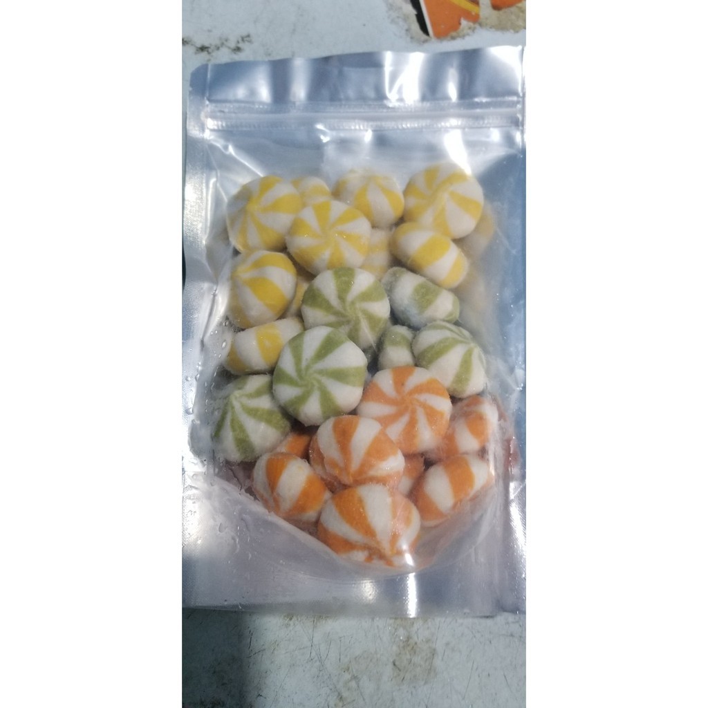 500g viên thả lẩu nhân trứng nhím phu mark ( cam + vàng + xanh )
