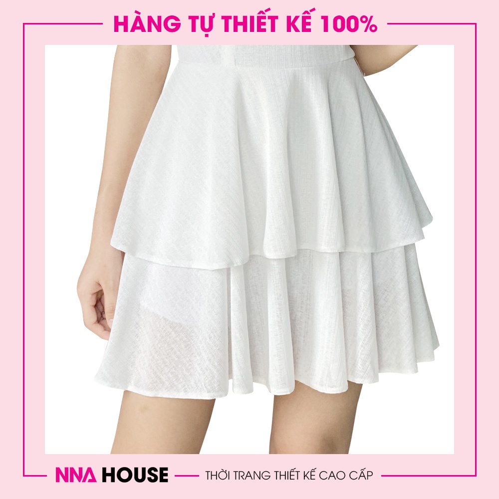 Váy thiết kế tiểu thư - Đầm cao cấp cổ vuông dáng xòe 2 tầng NNAHOUSE Mã NA209 | BigBuy360 - bigbuy360.vn